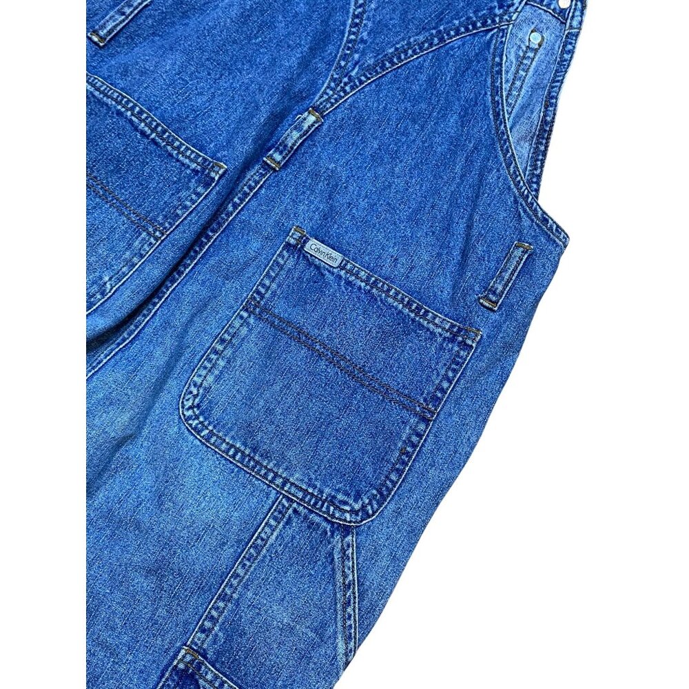 Reformation Repurposed Vintage Calvin Klein Distressed Blue Denim Overalls Women - Picture 7 of 9